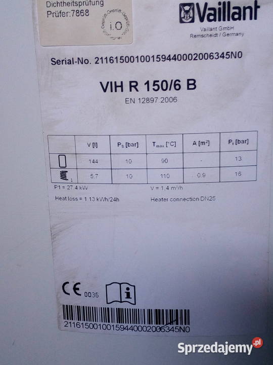 Vaillant Zasobnik 150 litrów VIH R 1506 B Skawina sprzedam