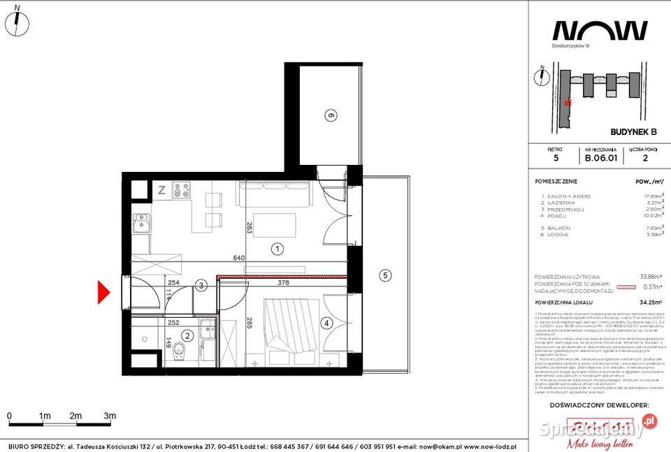 2POKOJOWE MIESZKANIE 3425 m 5 PIĘTRO 2 BALKONY Łódź
