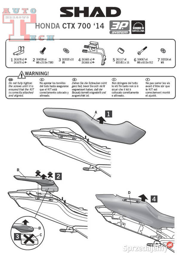 HONDA CTX 700 KUFRYSTELAŻ SHAD AUTOTECH