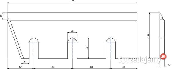 Noże do rębaka 280x100x10 WCB00714 Kamionna