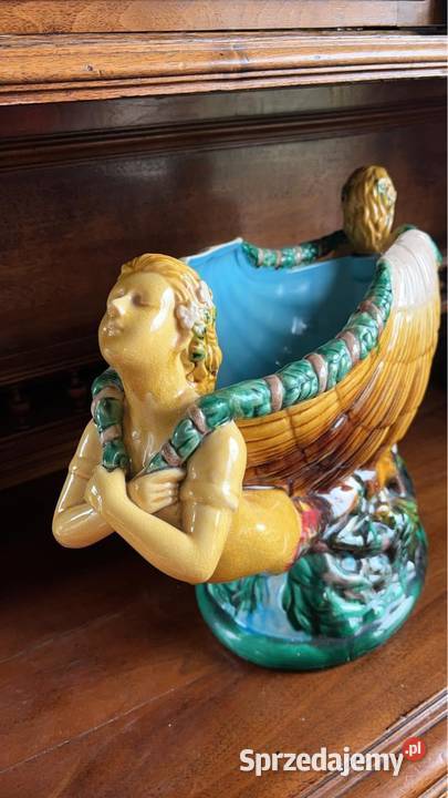 Duża owalna jardiniera w stylu Mintona Pierwsza pomorskie Gdańsk