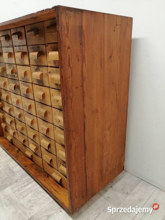 szuflandia komoda aptekarska stara drewno łódzkie Radomsko