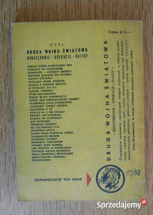 Żółty Tygrys Twierdza śmierci 1958 Rok wydania 1958 lubelskie Parczew