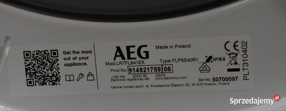 Pralka AEG 7000 Series ProStream 18 LR7FL841EX Pralki i suszarki lubuskie