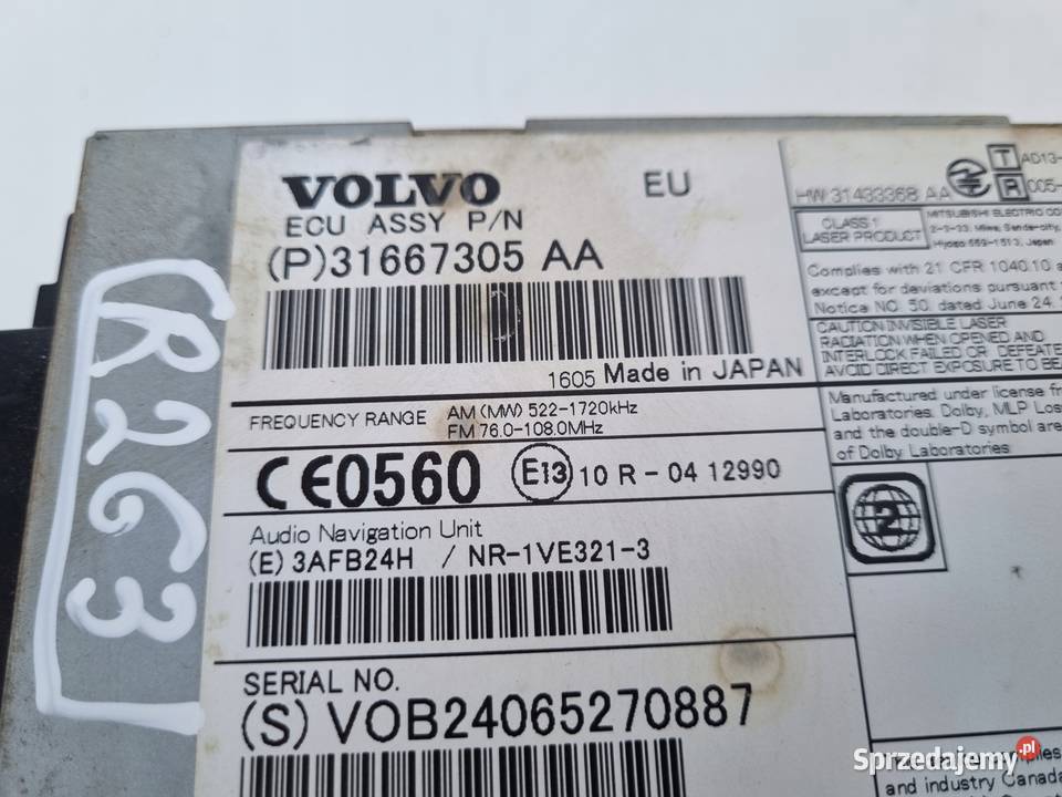 Volvo V40 II V60 S60 II CZYTNIK PŁYT CD radio Chełm