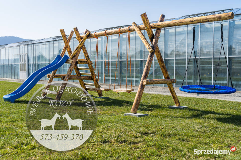 PROMOCJA Huśtawka drewniana z grubych bali plac