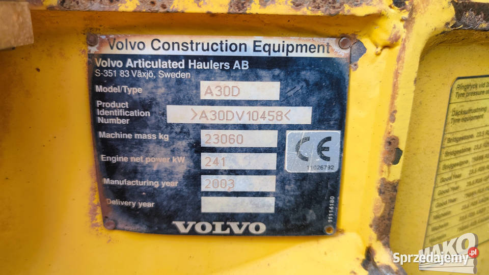 Wozidło przegubowe Volvo A30 D W pełni sprawne Ostrowiec Świętokrzyski sprzedam