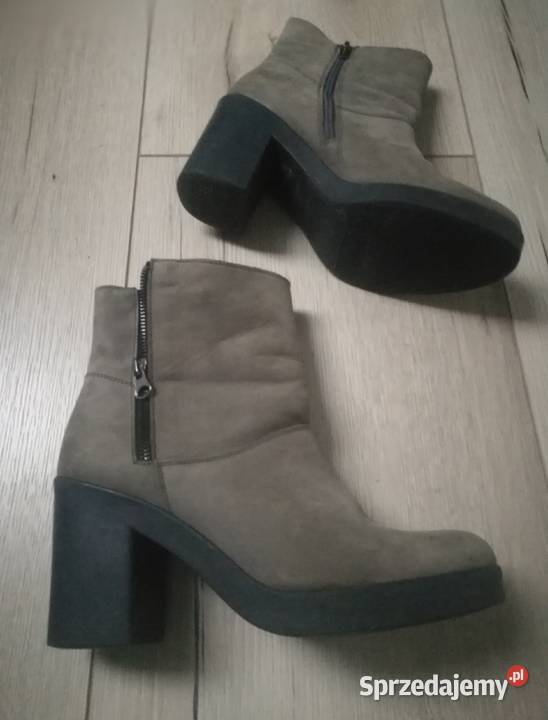 Damskie skórzane botki na słupku WOJAS skóra podkarpackie