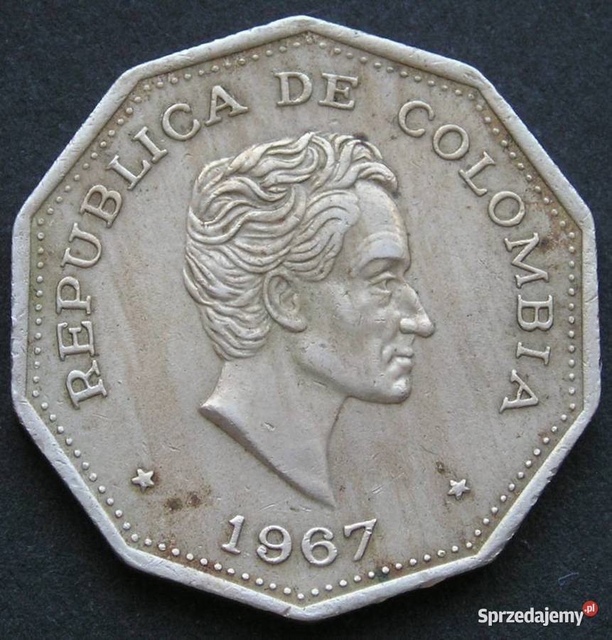 KOLUMBIA 1 PESO 1967 SIMON BOLIVAR Numizmatyka Łódź