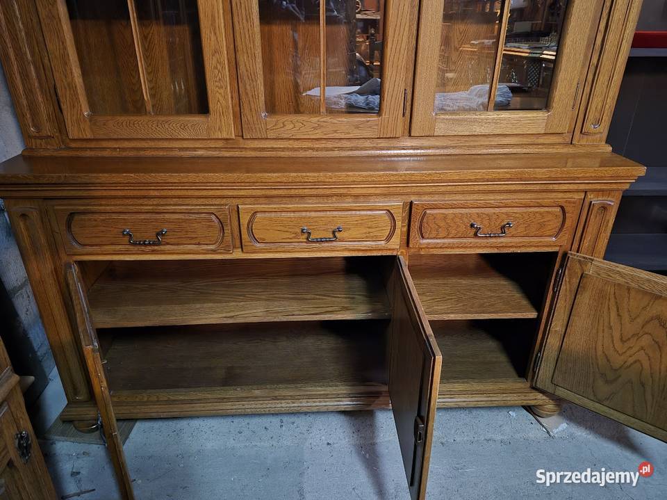 Witryna kredens dębowy komoda z witryną Sypniewo