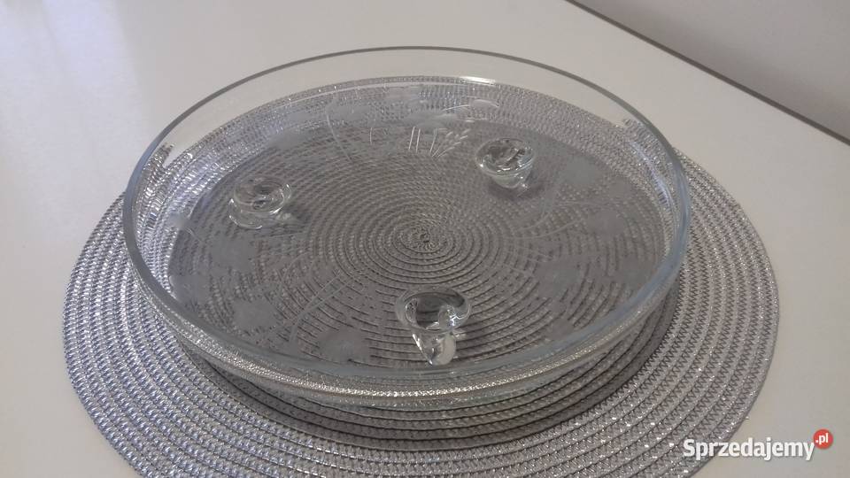 Patera szklana okrągła ze szlifem Vintage do Kraków