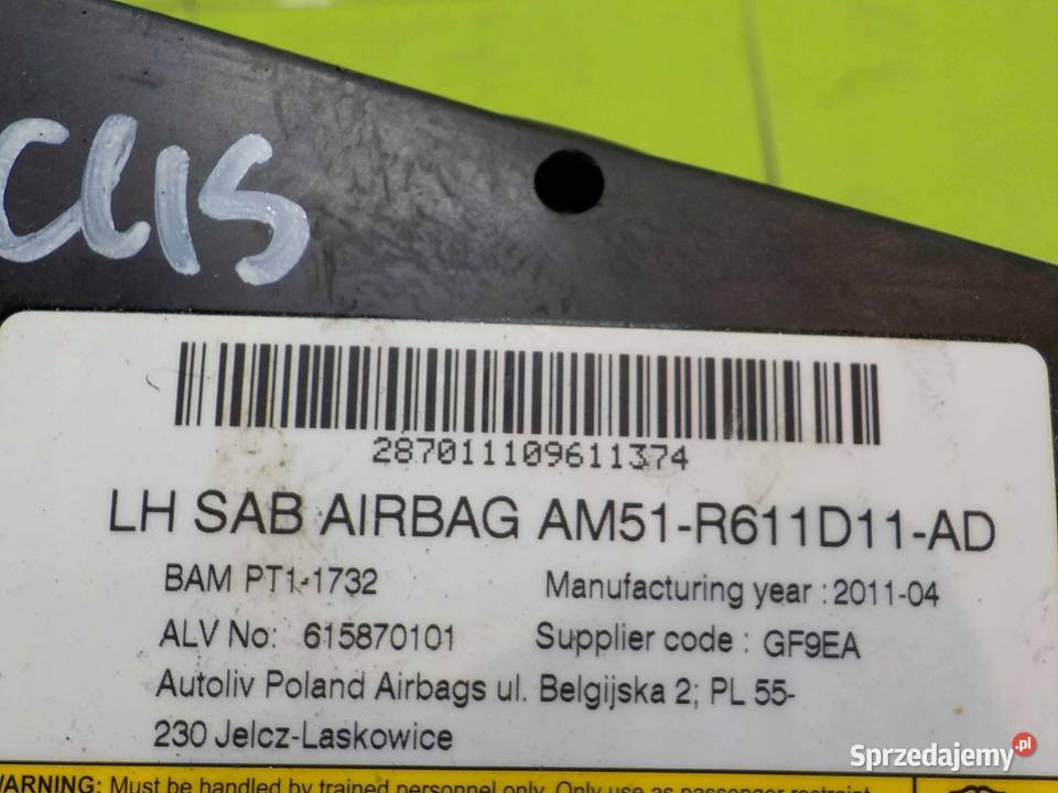 FOCUS MK3 11r AIRBAG poduszka fotela lewa Suków