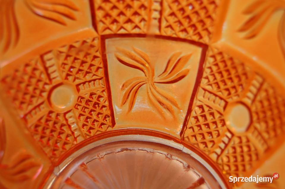 Art Deco Huta Hortensja bomboniera szkło lubelskie