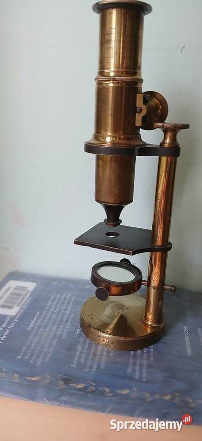 Zabytkowy mosiezny mikroskop z XX w