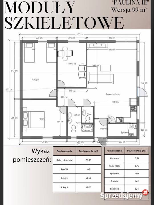 Na sprzedaż DOM moduł szkieletowy