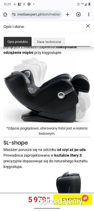 Fotel masujący MASSAGGIO Bello 2 Czarnobeżowy Warszawa