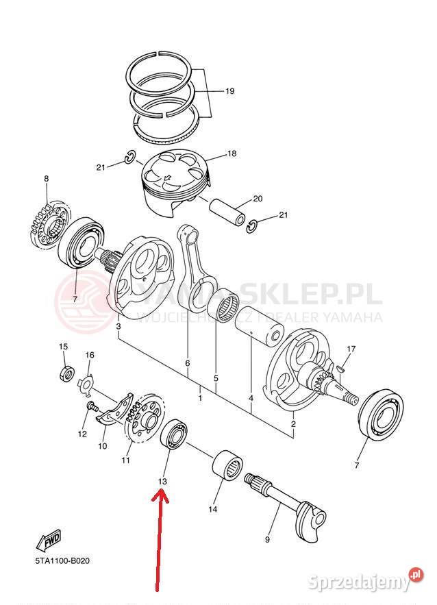 Łożysko wału korbowego Yamaha PW50 9330620335 Kielce