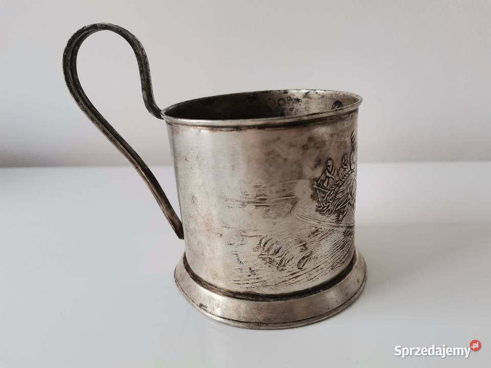 Stary posrebrzany podstakannik Trojka ZSRR 1960 Katowice
