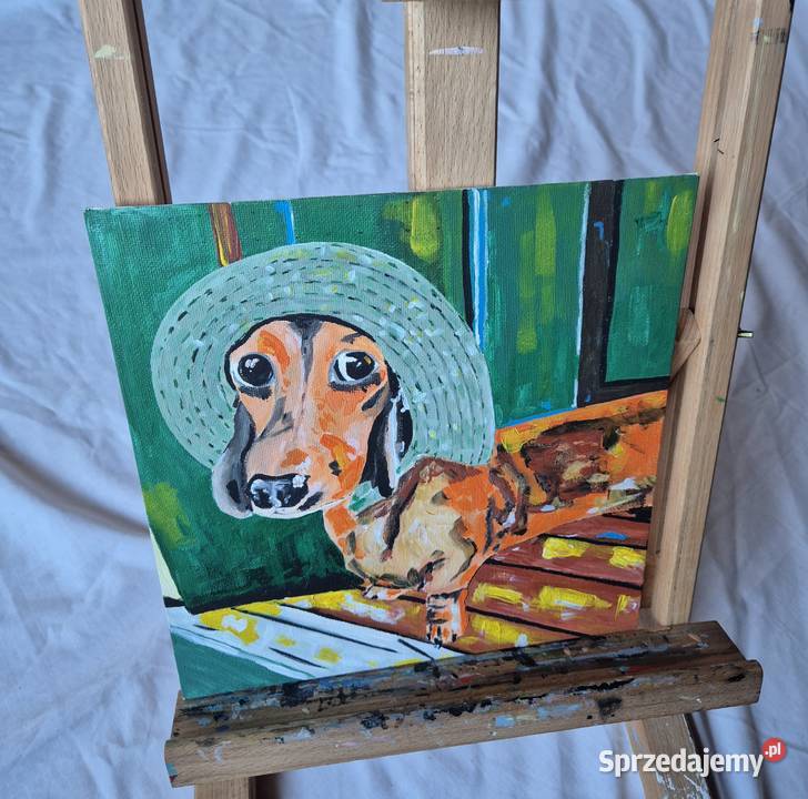 Jamniki jamnik obraz na płótnie artysty malarza Brzesko