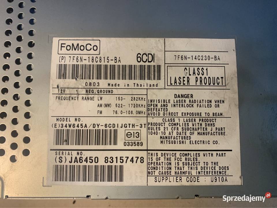 7F6N18C815 radio fabryczne jaguar xf x250 Rok produkcji 2010 Szczecin
