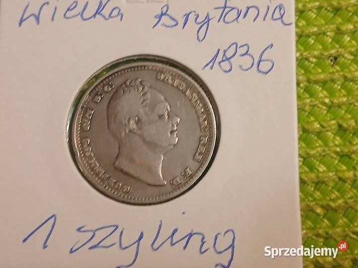 moneta srebrna Wielkiej brytanii 1 szyling z Łomża