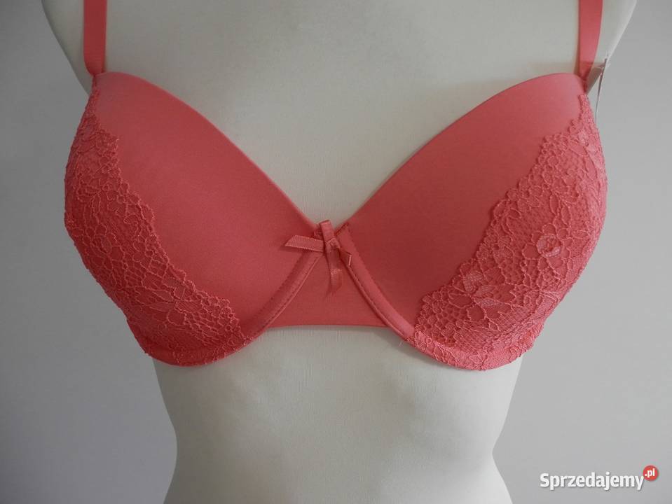Biustonosz CA Plunge Różowy Zdobiony Koronką Usztywniany Łomża