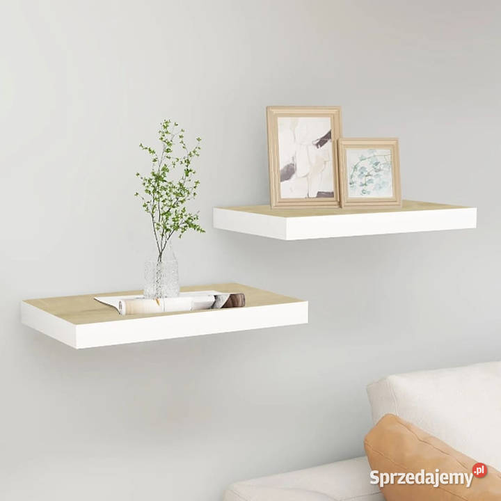 Półki ścienne 2 dębowobiałe 40 x 235 x 38 MDF Warszawa