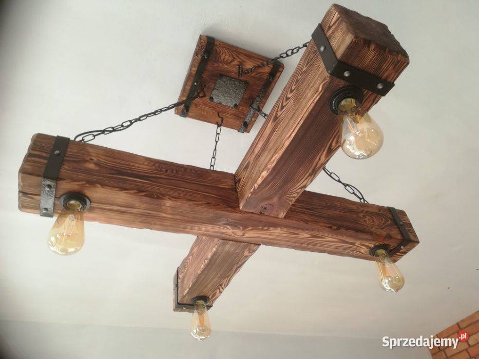 Drewniana lampa wisząca żyrandol RETRO Wyposażenie wnętrz pomorskie Bytów