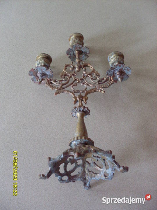 Świecznik mosiężny trójramienny Poznań