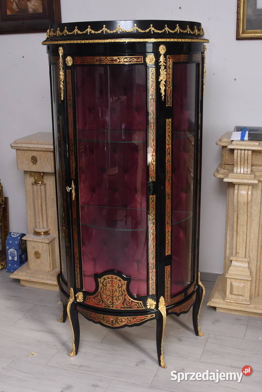Ekskluzywna Witryna Boulle Przeszklona Rzeźbiona