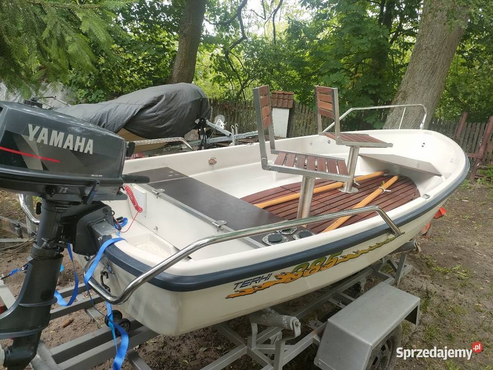 Łódka wędkarska silnik Yamaha przyczepka Giżycko