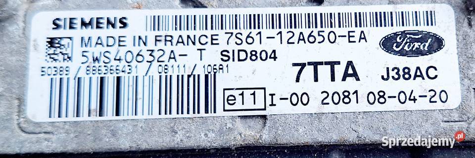 FORD FIESTA 14 TDCI Sterownik silnika 7S6112A650 mazowieckie Radom