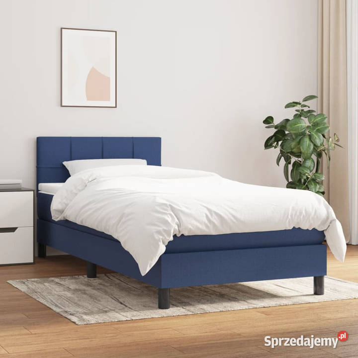 Łóżko kontynentalne z materacem niebieskie 88cm