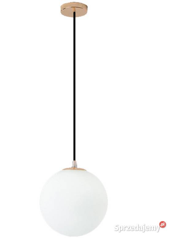 LAMPA SUFITOWA WISZĄCA ZŁOTA KULA Z BIAŁYM