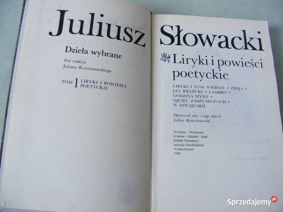 Słowacki Dzieła wybrane tom 1 6 Listy Dramaty Oborniki Śląskie