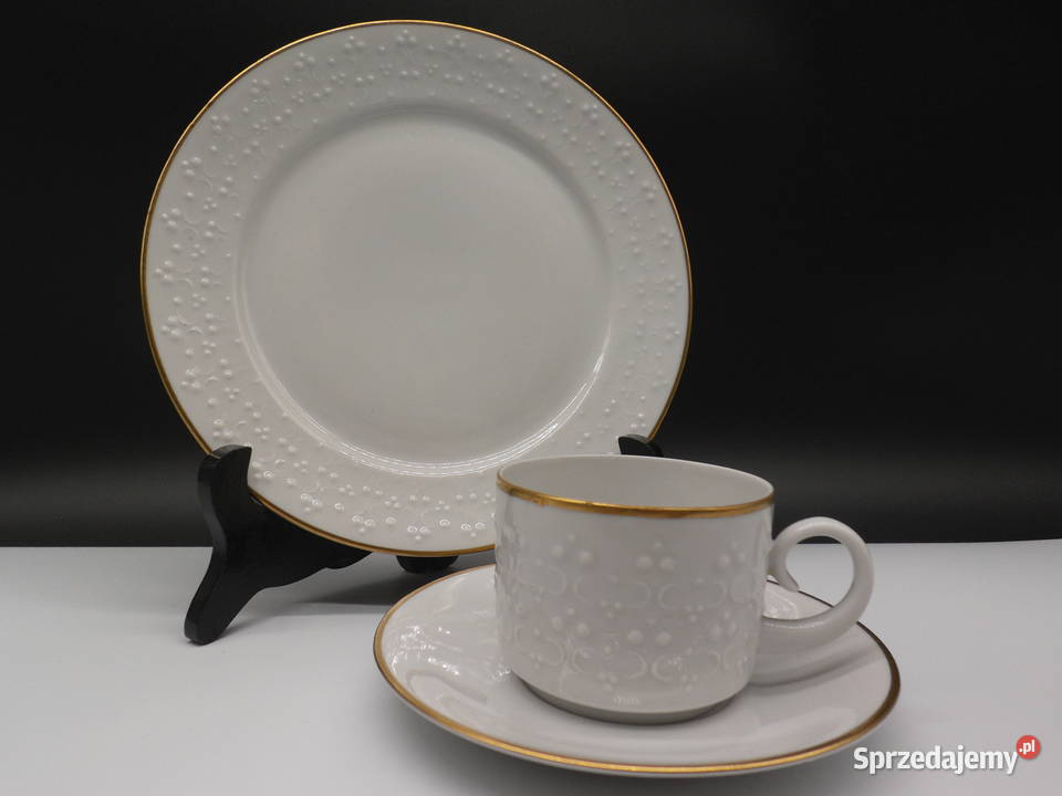 Zestaw śniadaniowy trio FREIBERGER PORZELLAN Porcelana i szkło wielkopolskie Raszków
