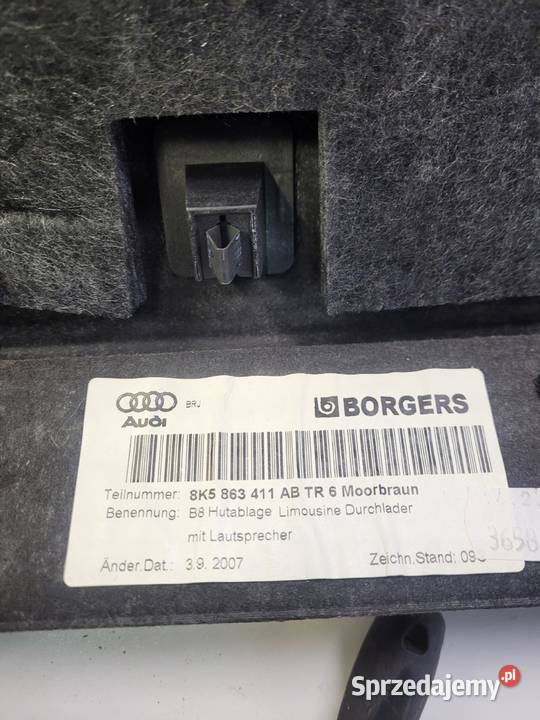 PÓŁKA TYLNA TYŁ AUDI A4 B8 SEDAN 8K5863411AB osobowe Przystajń