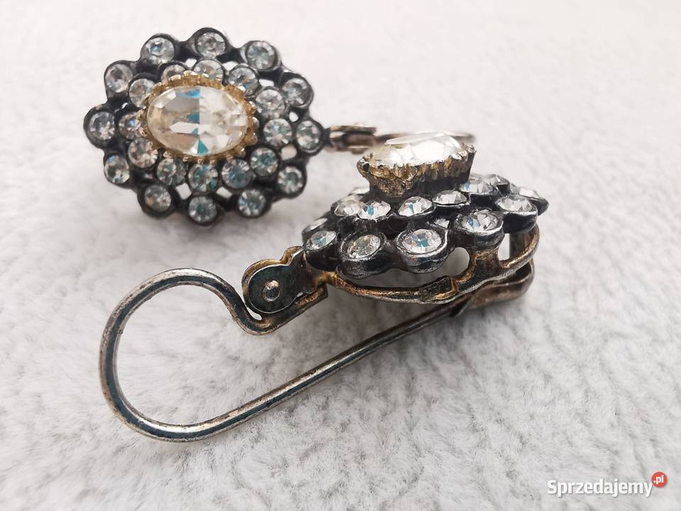 Piękne vintage srebrne kolczyki z dużą ilością Rzeszów