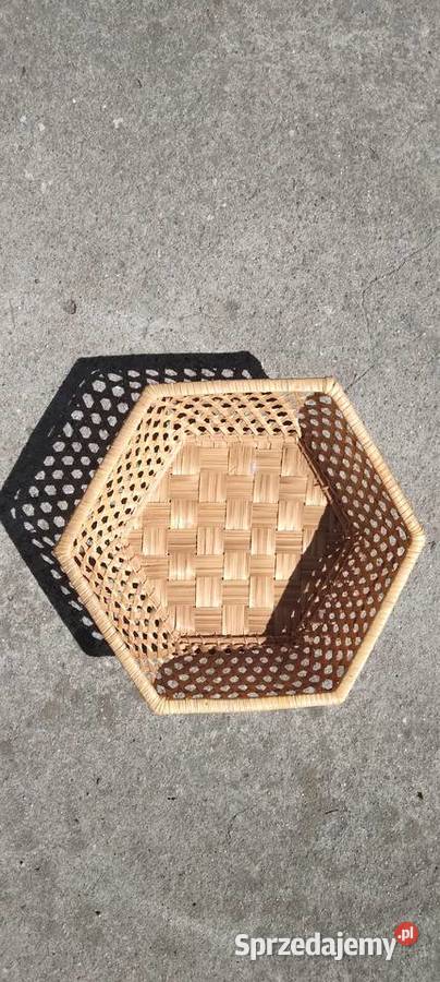 Miska z ratanu 6kątna 19 PRL Koło