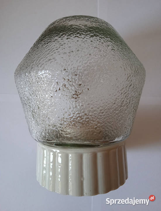 Szklana lampa PRL porcelanowa podstawa Poznań