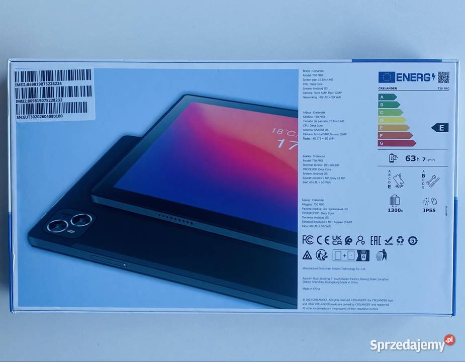 Tablet 101 cala Crelander T30 Pro Android 13 SIM małopolskie Kraków