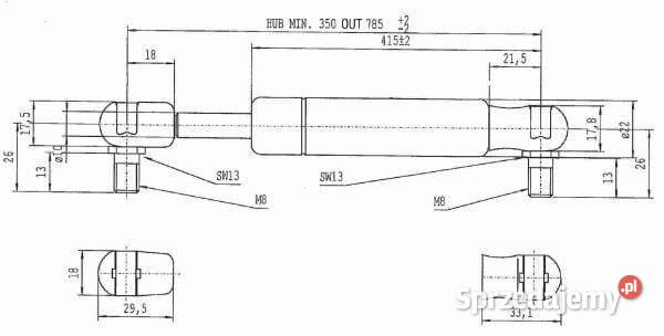 Sprężyna gazowa L785 mm 150N Stabilus CA095443 Kamionna sprzedam