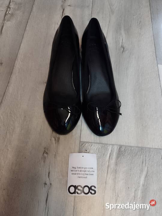 40 ASOS Design Czarne lakierowane czółenka Czółenka Kraków