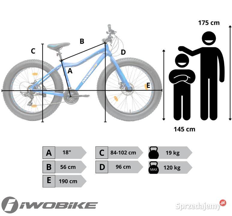Rower Damski Męski Fatbike 26 IWOBIKE Shimano Gorlice