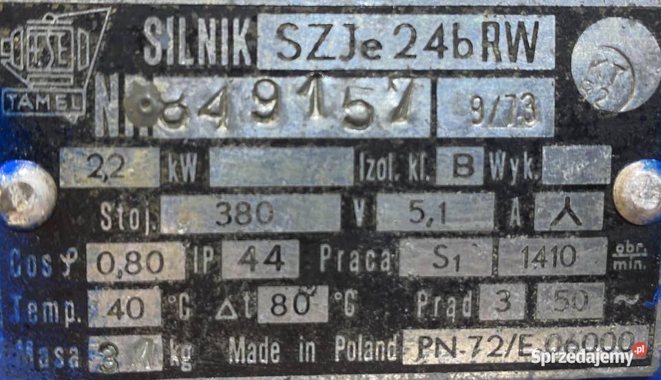 silnik elektryczny 22kW 1410obr 3fazowy Tamel Pigża