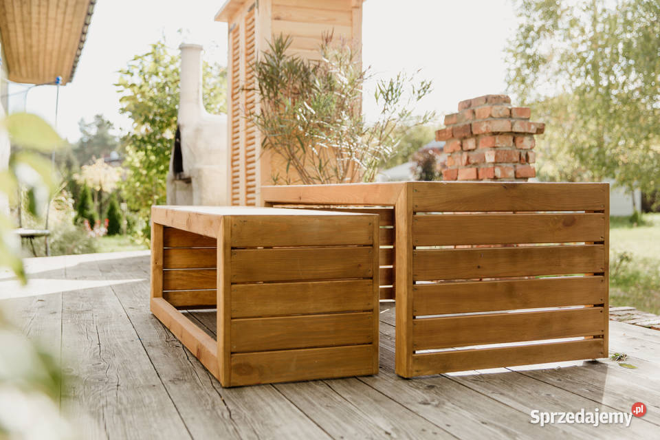 Meble ogrodowe drewniane tarasowe nieskładane Kalety