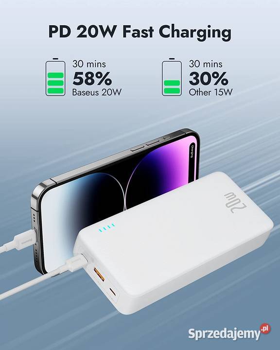 Powerbank Baseus 20000 mAh biały Zawiercie