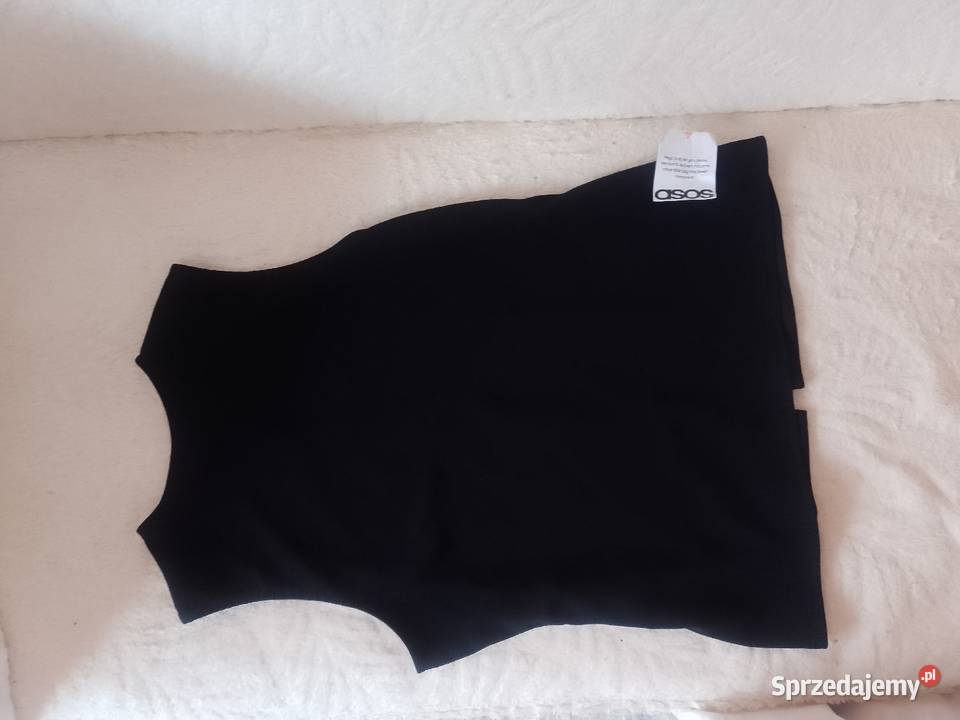 4446 ASOS Design Czarna kamizelka ołówkowa z Bez wzoru Bluzki i koszule Kraków