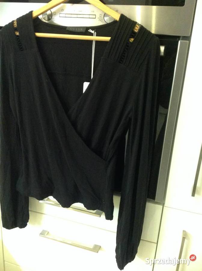 Bluzka Kopertowa Damska GUESS S Czarna NOWA długi lubuskie