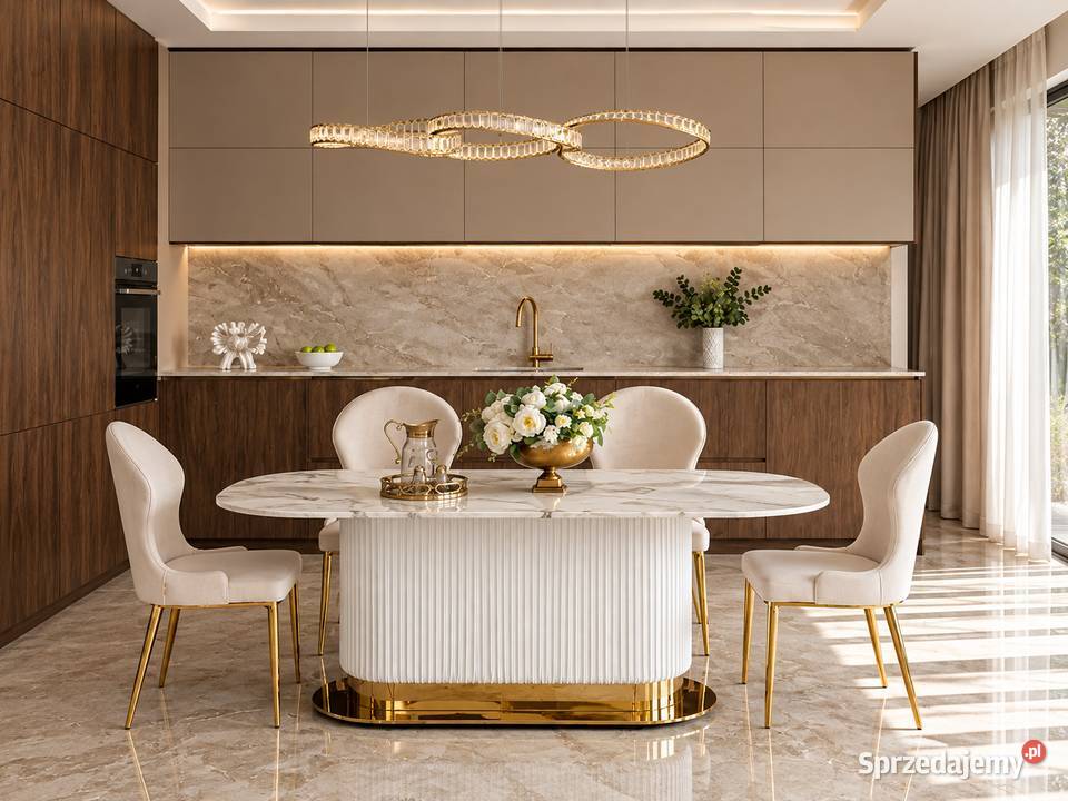 Stół ROYAL Glamour Złoty Biały Designerski Warszawa